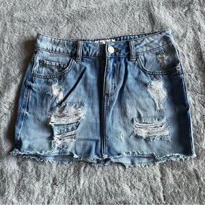 Garage - Denim Distressed Mini Skirt
